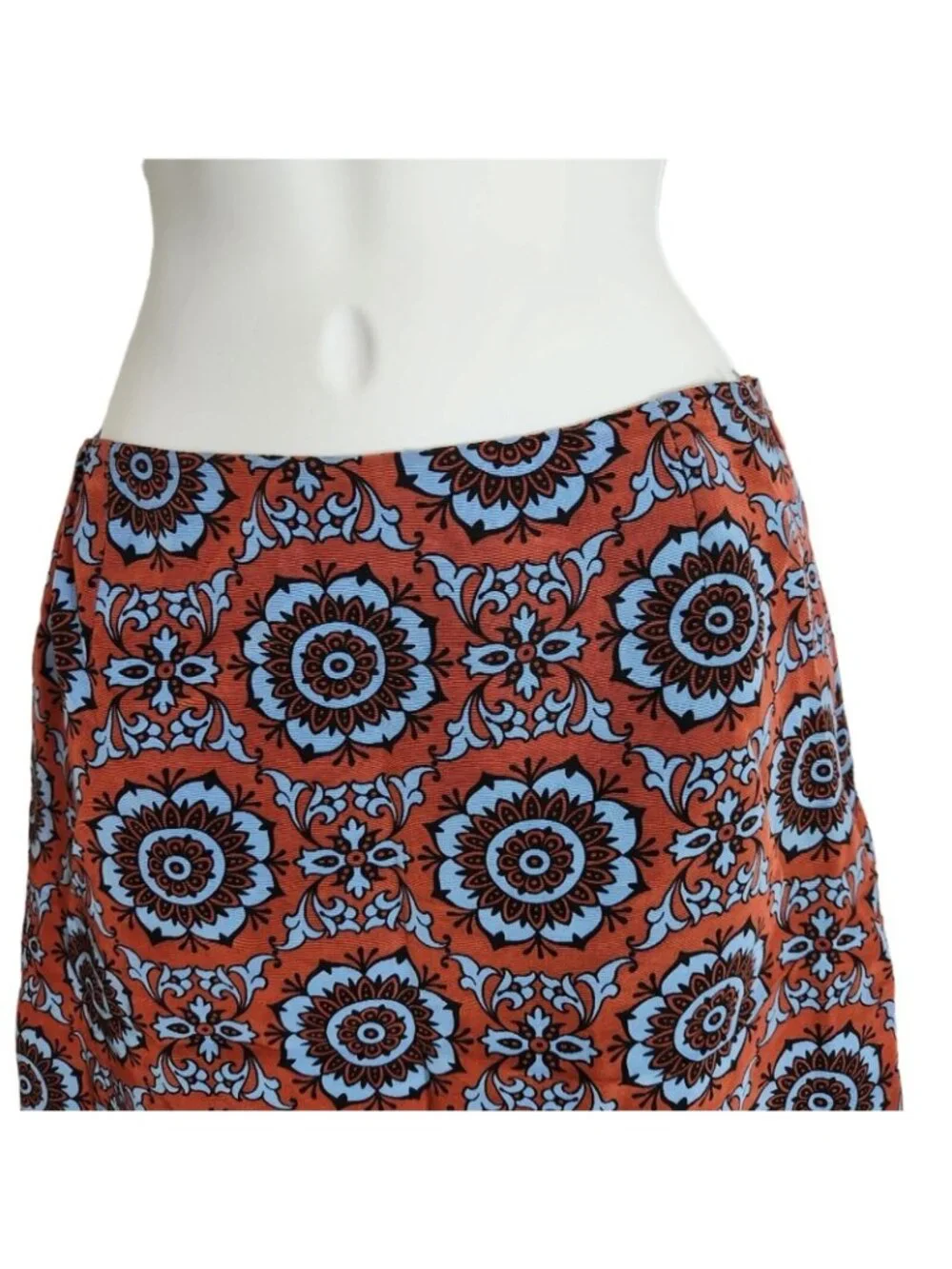Versus By Versace Vintage Print Mini Skirt Rust & Blue Made In Italy Small